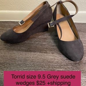 Torrid Grey Suede Wedge heels